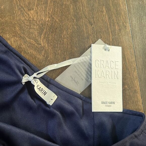 NWT  Elegant One Shoulder Cocktail Dress Ruffle Short Sleeve A Line Party Dress - Picture 10 of 14